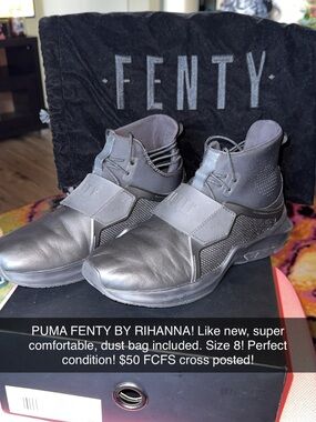 PUMA FENTY By Rihanna Womens Black High-Top Strap Sneakers